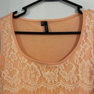 Orange Lacey front Tank Top